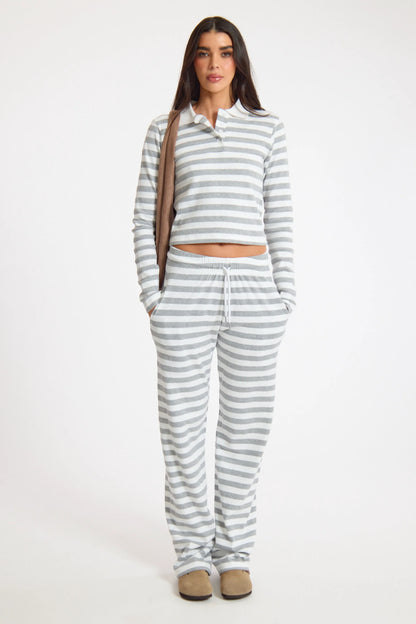 White Stripe Striped Relaxed Rib Jogger