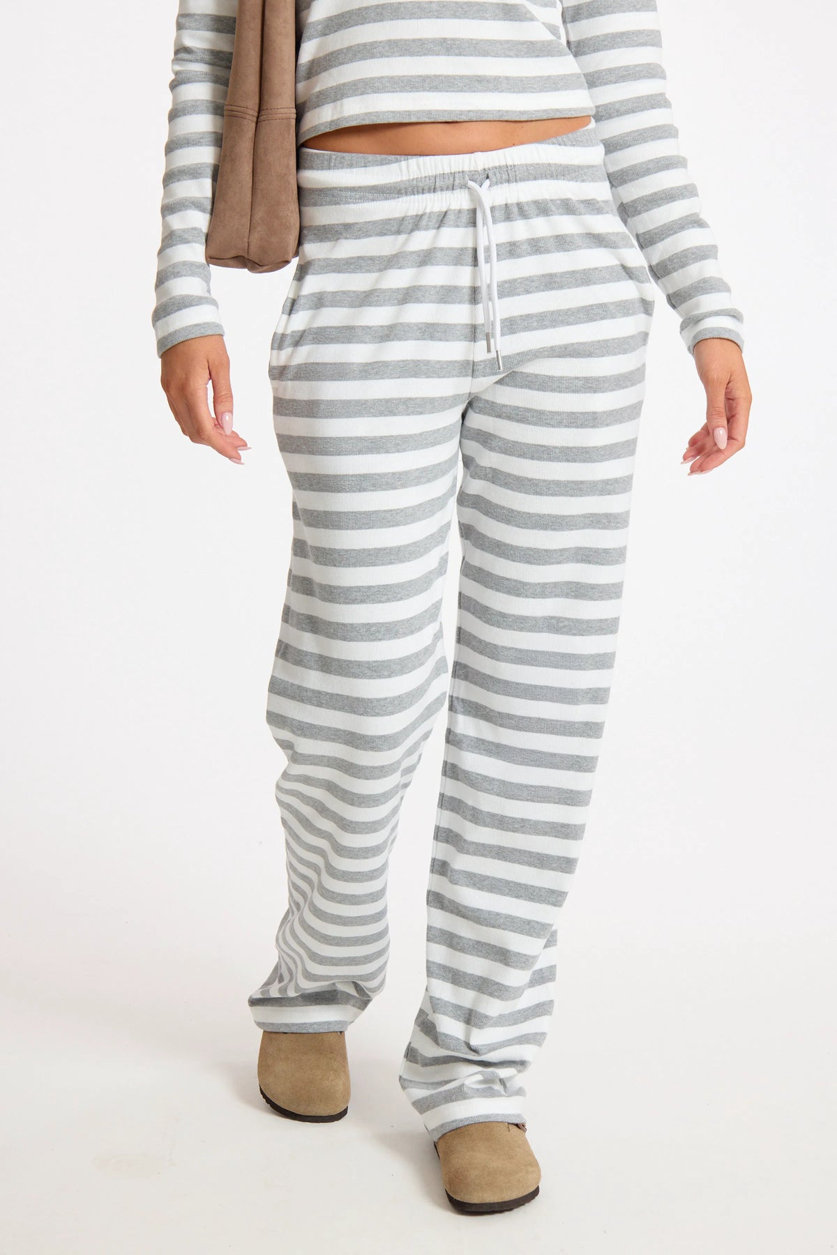 White Stripe Striped Relaxed Rib Jogger