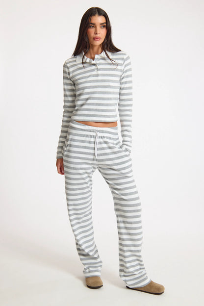 White Stripe Striped Relaxed Rib Jogger