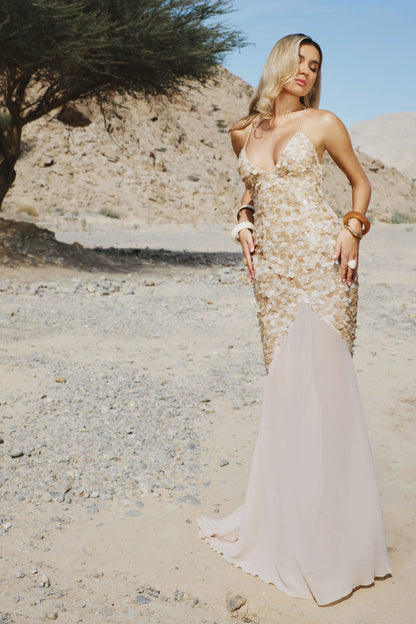 Taupe Sequin Maxi Dress