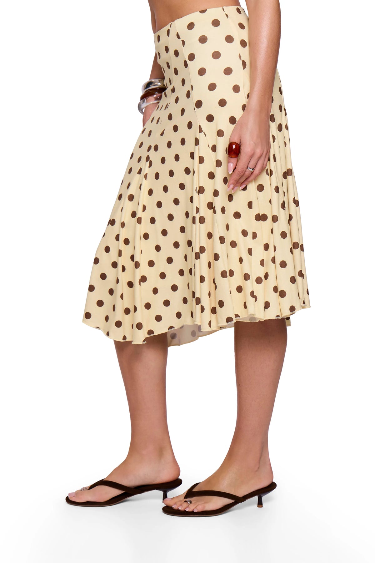 Butter Cream Polka Midi Skirt