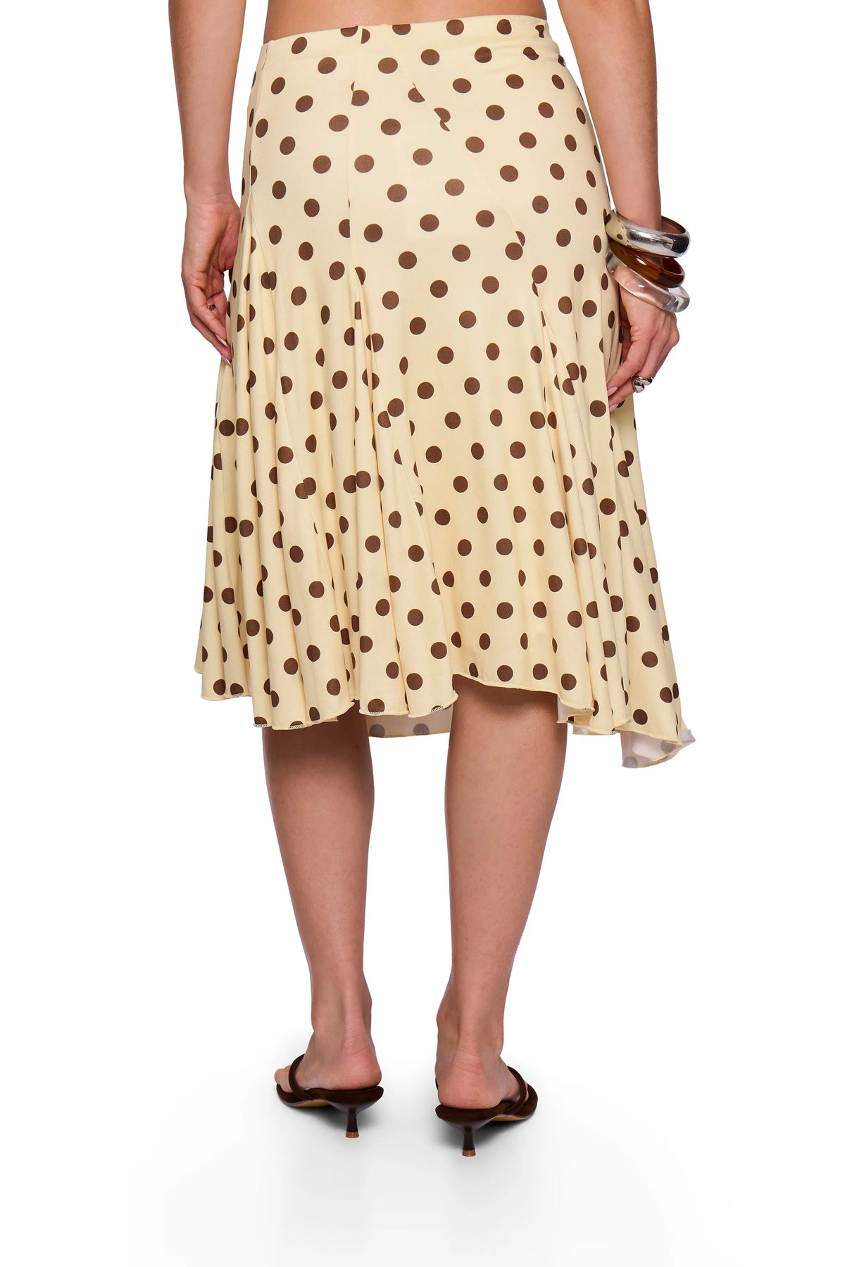 Butter Cream Polka Midi Skirt