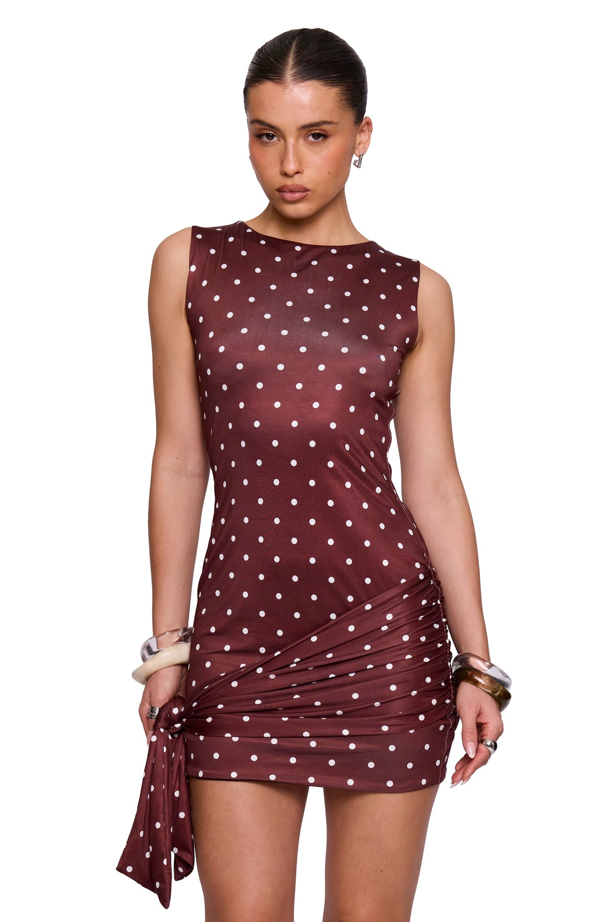 Chocolate Polka Wrap Dress