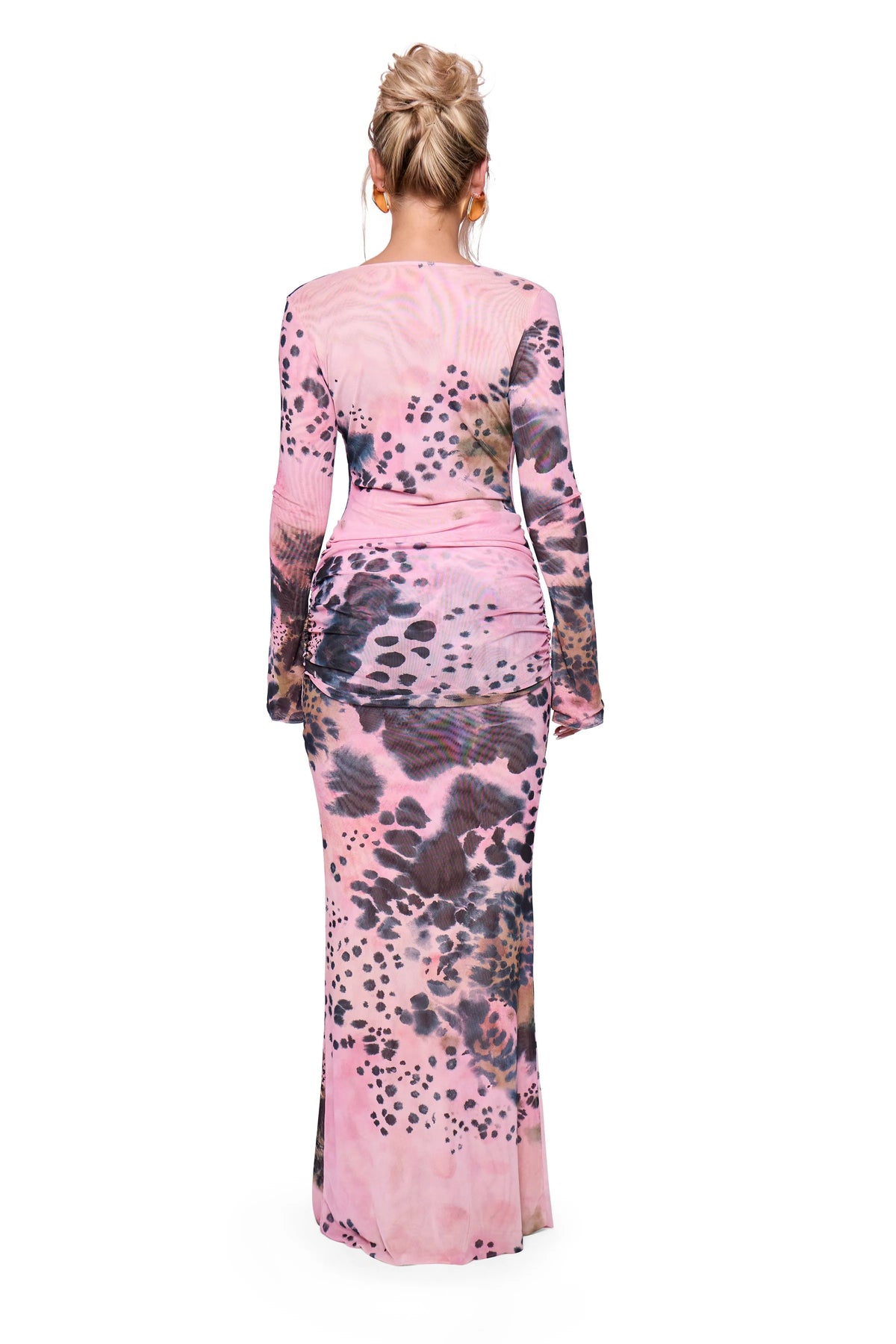 Pink Printed Drape Maxi Dress