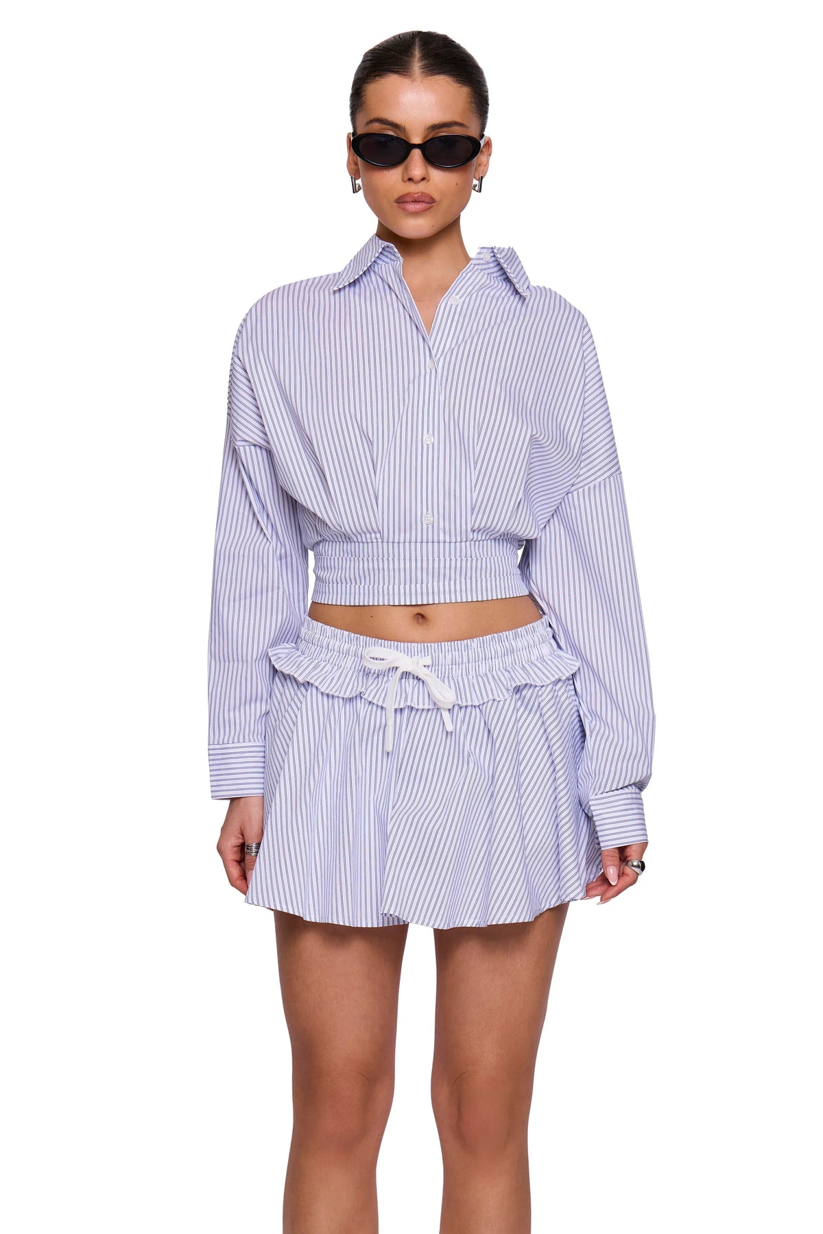 Blue Pinstripe Mini Skort