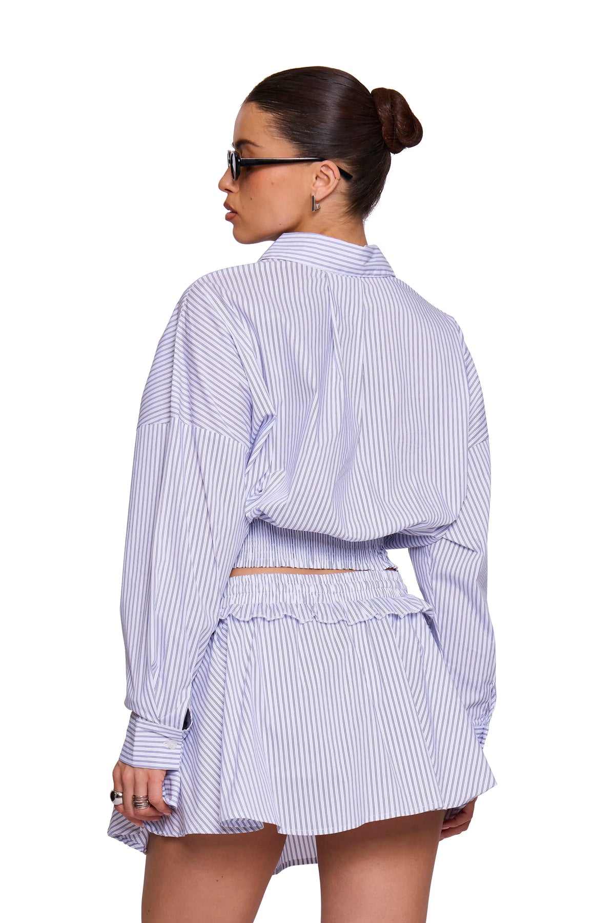 Blue Pinstripe Cropped Shirt