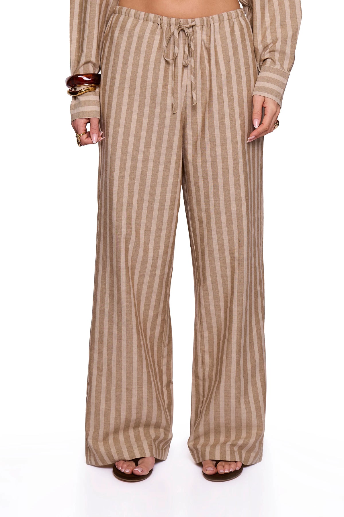 Brown Stripe Wide Trouser
