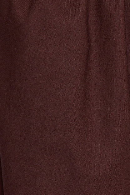 Brown Linen Blend Wide Trouser