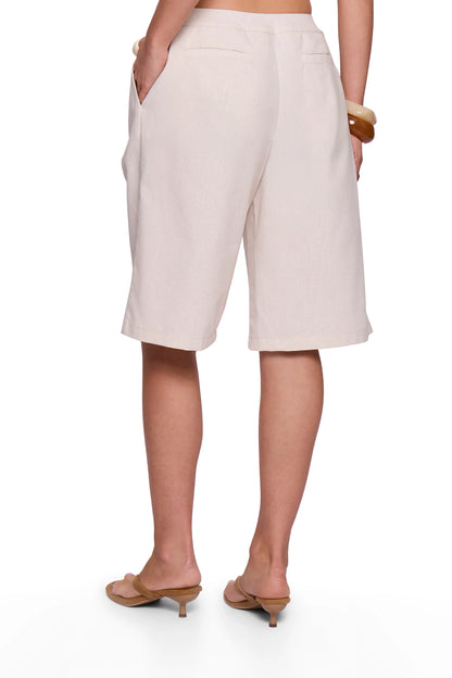 Oatmeal Linen Feel Bermuda Shorts
