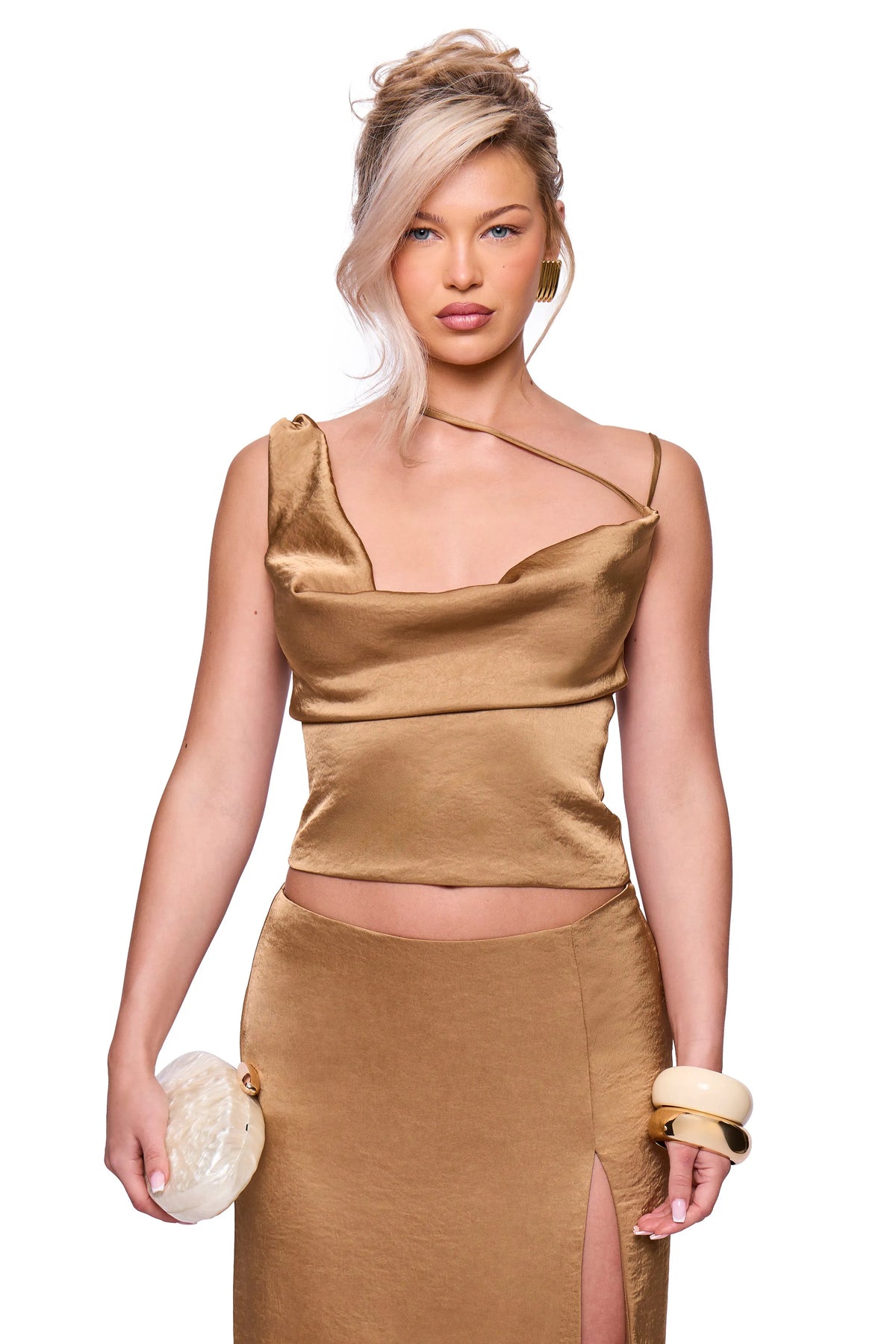 Taupe Cowl Top
