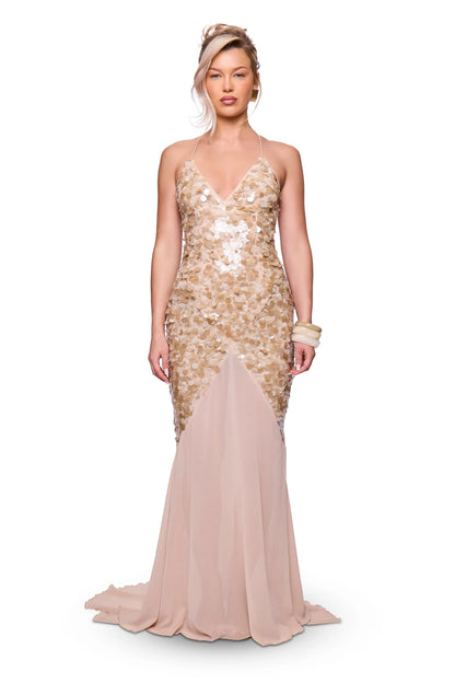Taupe Sequin Maxi Dress