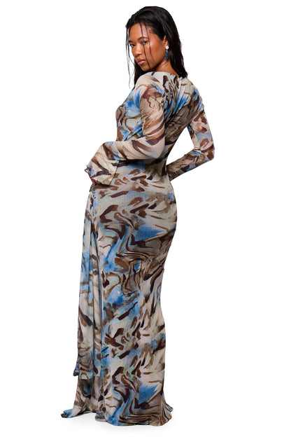 Green Printed Maxi Dress