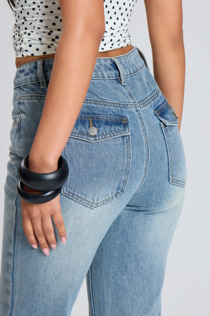Light Vintage Wash Denim Skinny Flares